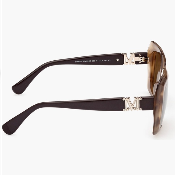 NIB MAXMARA Designer HAVANA/ROSE M Logo Rectangular Sunglasses MM0010 54MM $485 - Picture 5 of 5